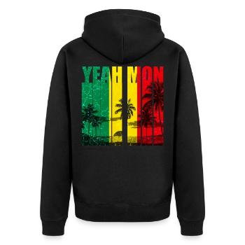 Jamaika Karibik Urlaub Jamaica Rasta Reagge - Unisex Premium Bio Zip Hoodie - Schwarz - Hinten - Nico (187cm)