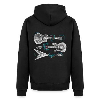 Rock n roll rock music rock and roll guitarist - Unisex Premium Organic Zip Hoodie - black - Back - Nico (187cm)