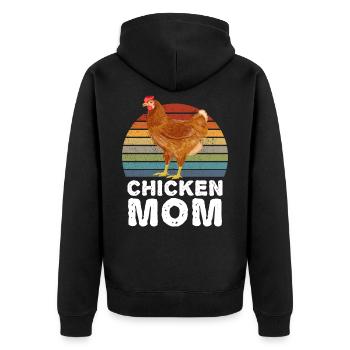 Chicken Mom Chicken Rooster Hen - Unisex Premium Organic Zip Hoodie - black - Back - Nico (187cm)