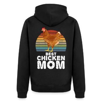 Best Chicken Mom Chickens Rooster Hen - Unisex Premium Organic Zip Hoodie - black - Back - Nico (187cm)