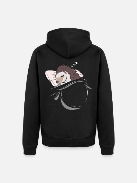 Sleeping and slumbering hedgehog - Unisex Premium Organic Zip Hoodie - black