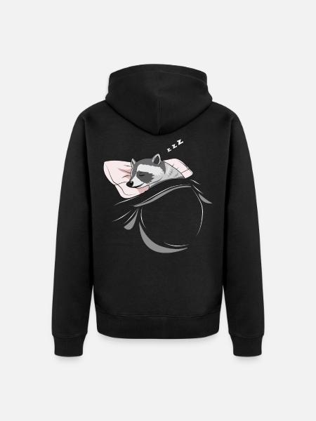 Sleeping and slumbering raccoon - Unisex Premium Organic Zip Hoodie - black