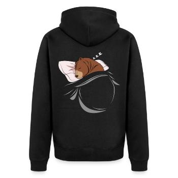 Sleeping and slumbering bear - Unisex Premium Organic Zip Hoodie - black - Back - Nico (187cm)