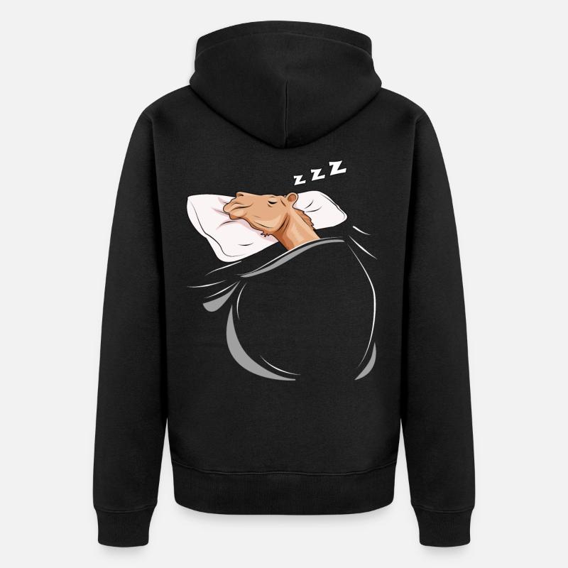 Schlafender und schlumendes Kamel - Unisex Premium Bio Zip Hoodie - Schwarz