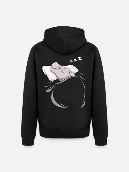 Schlafendes und schlumendes Nilpferd - Unisex Premium Bio Zip Hoodie - Schwarz