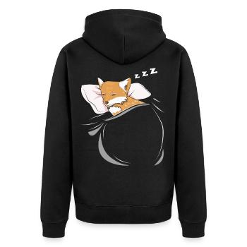 Schlafender und schlumender Fuchs - Unisex Premium Bio Zip Hoodie - Schwarz - Hinten - Nico (187cm)