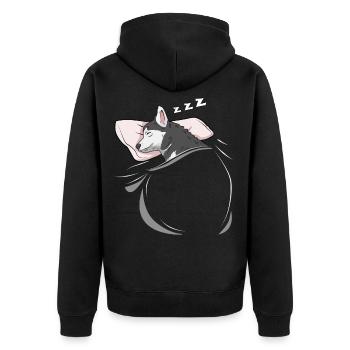Sleeping and slumbering husky - Unisex Premium Organic Zip Hoodie - black - Back - Nico (187cm)
