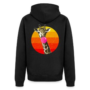 Girafe, à, bubble-gum, girafe, animal - Veste à capuche bio Premium Unisexe - noir - Dos - Nico (187cm)