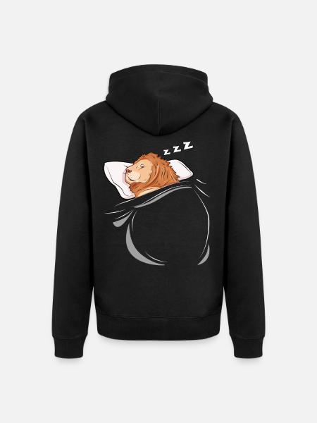 Schlafender und schlumender Löwe - Unisex Premium Bio Zip Hoodie - Schwarz