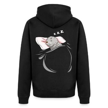 Schlafende und schlumende Robbe - Unisex Premium Bio Zip Hoodie - Schwarz - Hinten - Nico (187cm)