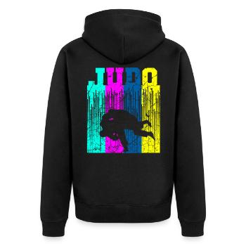 Judo - Unisex Premium Organic Zip Hoodie - black - Back - Nico (187cm)