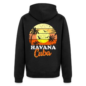 Kuba Karibik Kubanisch Urlaub Latein Urlaub - Unisex Premium Bio Zip Hoodie - Schwarz - Hinten - Nico (187cm)