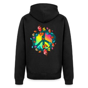 Hippie Butterflies Hippies Flower Power Années 60 - Veste à capuche bio Premium Unisexe - noir - Dos - Nico (187cm)