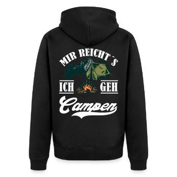Mir reichts ich geh campen - Unisex Premium Bio Zip Hoodie - Schwarz - Hinten - Nico (187cm)
