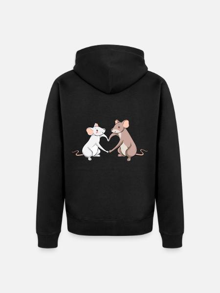 Rat Rat Mouse LIebe Gift - Unisex Premium Organic Zip Hoodie - black