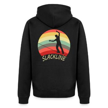 Slackline tightrope walker slacklining - Unisex Premium Organic Zip Hoodie - black - Back - Nico (187cm)