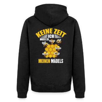 Bienen Ich muss zu meinen Mädels Honig - Unisex Premium Bio Zip Hoodie - Schwarz - Hinten - Nico (187cm)