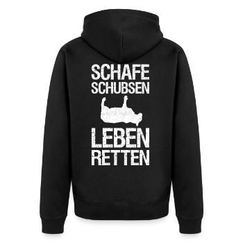 Schaf Schubser I Landwirt Schäfer Schafe Bauer - Unisex Premium Bio Zip Hoodie - Schwarz - Hinten - Nico (187cm)