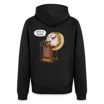 Krapfen Berliner Pfannkuchen Kreppel Kräppel - Unisex Premium Bio Zip Hoodie - Schwarz - Hinten - Nico (187cm)
