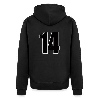 Numéro 14 numéro quatorze arrière numéro de football - Veste à capuche bio Premium Unisexe - noir - Dos - Nico (187cm)