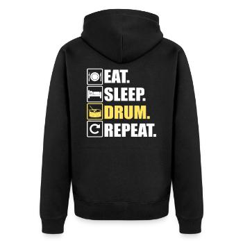 Eat Sleep Drum Répétition des tambours de batteur - Veste à capuche bio Premium Unisexe - noir - Dos - Nico (187cm)