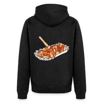Currywurst Curry Wurst Bratwurst Berliner Ruhrpott - Unisex Premium Bio Zip Hoodie - Schwarz - Hinten - Nico (187cm)