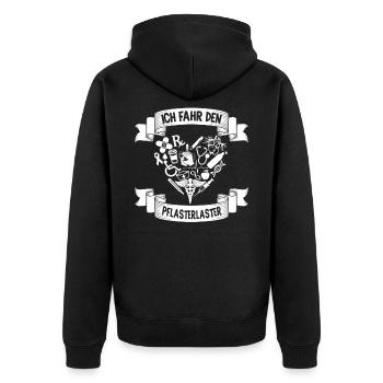 Ich fahr den Pflasterlaster Notarzt Sanitäter - Unisex Premium Bio Zip Hoodie - Schwarz - Hinten - Nico (187cm)