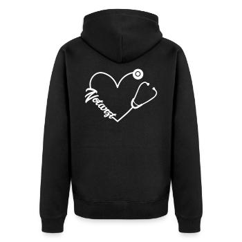 Notarzt Stethoskop Notfall Erste Hilfe - Unisex Premium Bio Zip Hoodie - Schwarz - Hinten - Nico (187cm)