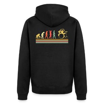 Drummer Evolution Schlagzeug Drumstick - Unisex Premium Bio Zip Hoodie - Schwarz - Hinten - Nico (187cm)