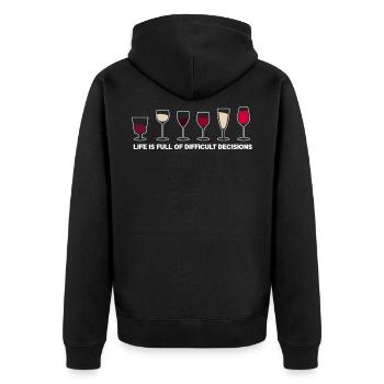 Wine red white sommelier sparkling wine glass - Unisex Premium Organic Zip Hoodie - black - Back - Nico (187cm)