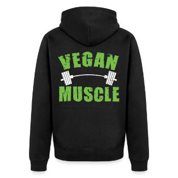 Vegan Bodybuilding Muscles Training Gym - Unisex Premium Organic Zip Hoodie - black - Back - Nico (187cm)