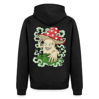 Magic Mushroom Kiffer Geschenk Shrooms Marijuana - Unisex Premium Bio Zip Hoodie - Schwarz - Hinten - Nico (187cm)