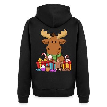 Cadeaux de Noël Elk Shirt Christmas Tree Elk - Veste à capuche bio Premium Unisexe - noir - Dos - Nico (187cm)