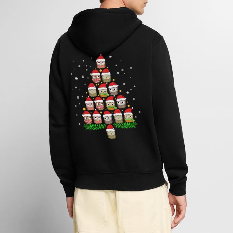Weihnachtsbaum Eulen Weihnachten Eulenshirt Eule Unisex Premium Bio Zip Hoodie