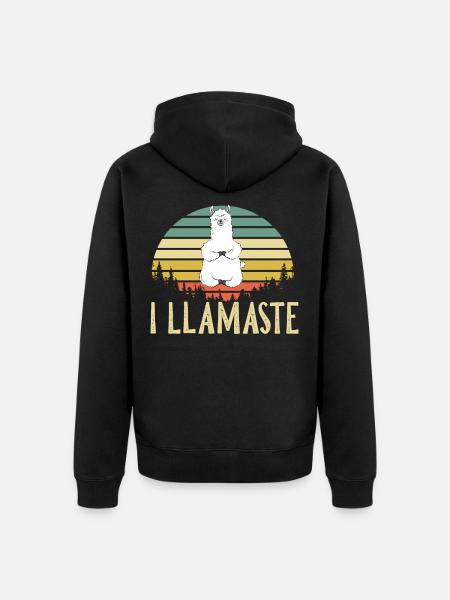 LLamaste Yoga Llama Alpaga - Veste à capuche bio Premium Unisexe - noir