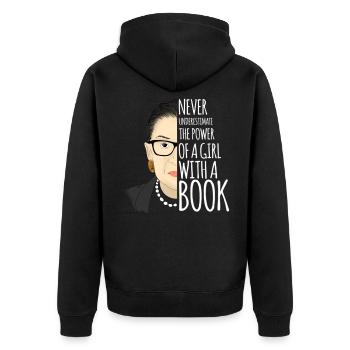 Ruth Bader Ginsburg ne sous-estime jamais - Veste à capuche bio Premium Unisexe - noir - Dos - Nico (187cm)
