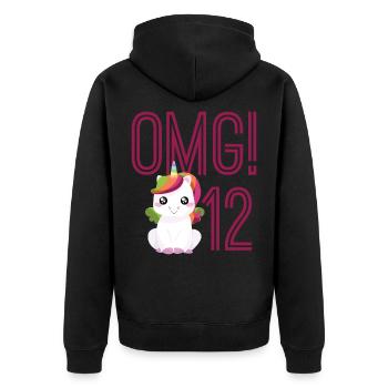 Unicorn birthday 12 years old - Unisex Premium Organic Zip Hoodie - black - Back - Nico (187cm)