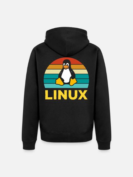 Linux Retro Vintage Geek Estilo Informático - Chaqueta con capucha prémium ecológica unisex - negro