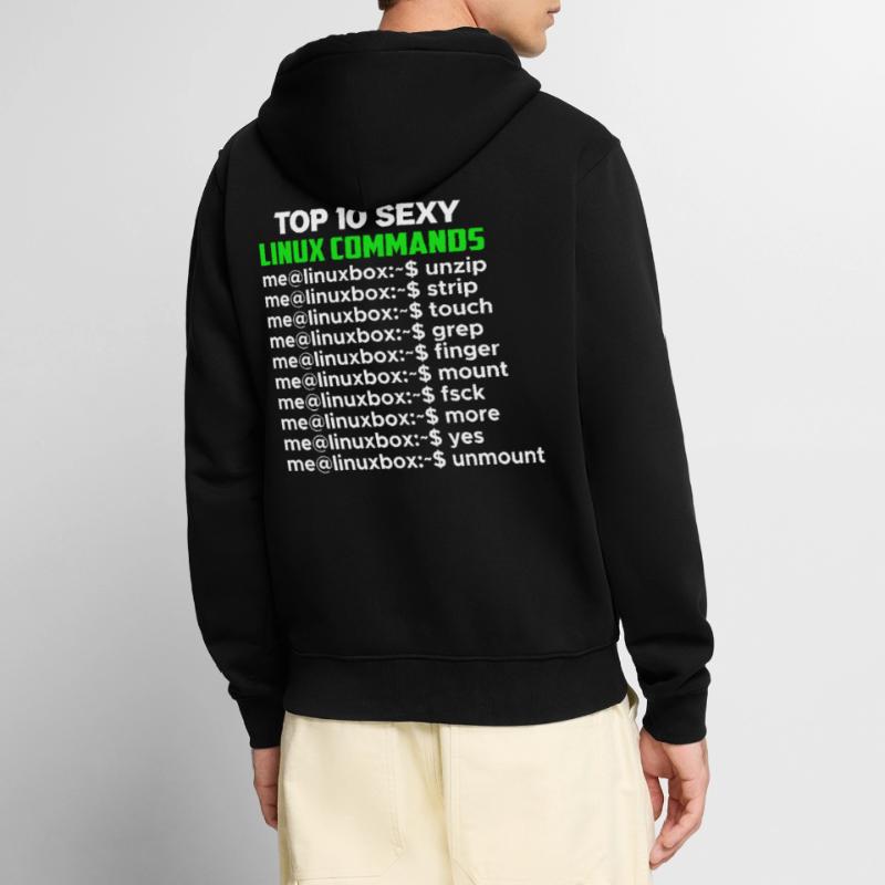 Linux Nerd Console Commands Geek Veste à capuche bio Premium Unisexe