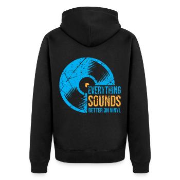 DJ Vinyl Turntable LP Records Music - Unisex Premium Organic Zip Hoodie - black - Back - Nico (187cm)