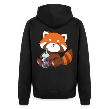 Red Panda Bubble Tea Cadeau Boba Tea Panda Rouge - Veste à capuche bio Premium Unisexe - noir - Dos - Nico (187cm)