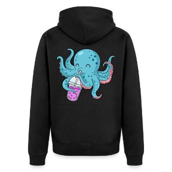 Pieuvre Bubble Tea Cadeau Boba Tea Bubble Tea - Veste à capuche bio Premium Unisexe - noir - Dos - Nico (187cm)