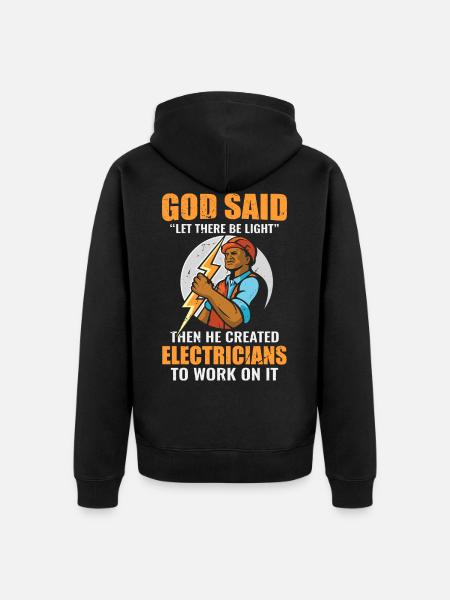 Électricien proverbe tension énergie - Veste à capuche bio Premium Unisexe - noir
