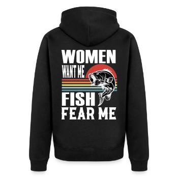 Pêche pêche voyage pêche disant cadeau - Veste à capuche bio Premium Unisexe - noir - Dos - Nico (187cm)