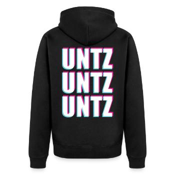 UNTZ Techno Raver Trance Music Hardstyle - Unisex Premium Organic Zip Hoodie - black - Back - Nico (187cm)