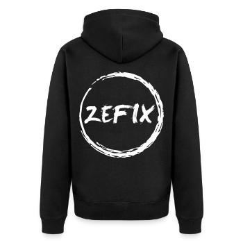 Zefix Tracht Bayern Grantler - Unisex Premium Bio Zip Hoodie - Schwarz - Hinten - Nico (187cm)