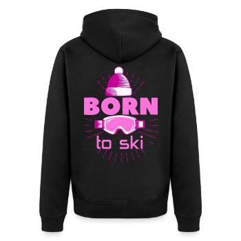 Born To Ski Winter Beanie & Ski Goggles - Unisex Premium Organic Zip Hoodie - black - Back - Nico (187cm)
