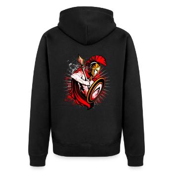 Sparta No Fear Spartan Fitness Krieger - Unisex Premium Bio Zip Hoodie - Schwarz - Hinten - Nico (187cm)