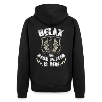 Bassgitarre Bass Spieler EADG Bassist Bassisten - Unisex Premium Bio Zip Hoodie - Schwarz - Hinten - Nico (187cm)