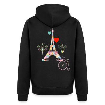 Ich liebe Paris Eiffelturm Franzosen - Unisex Premium Bio Zip Hoodie - Schwarz - Hinten - Nico (187cm)